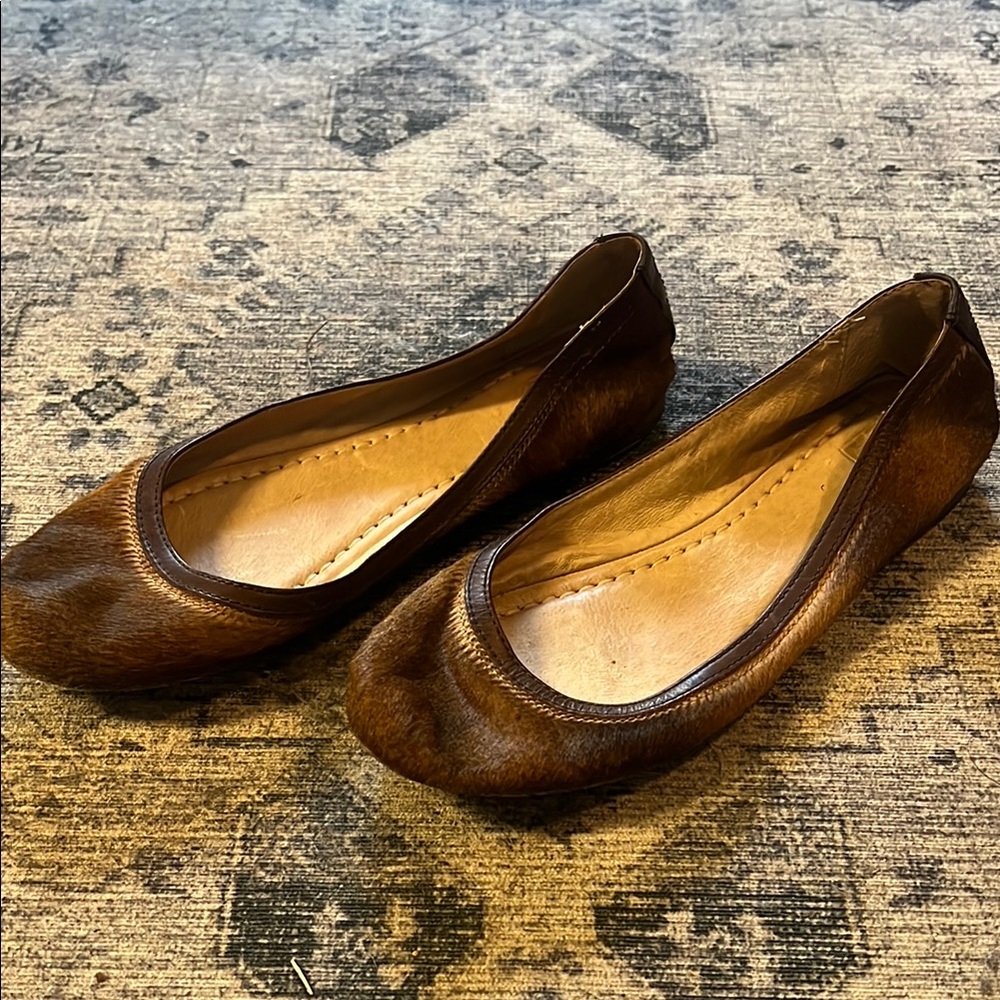 Frye Brown Calf Hair and Leather Flats